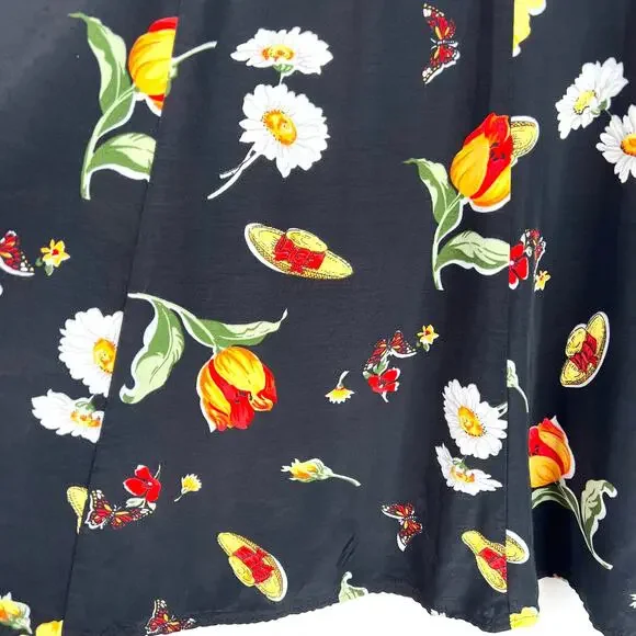 Vintage Flower & Butterfly Print A-Line Mini Skirt XS - Picture 4 of 9